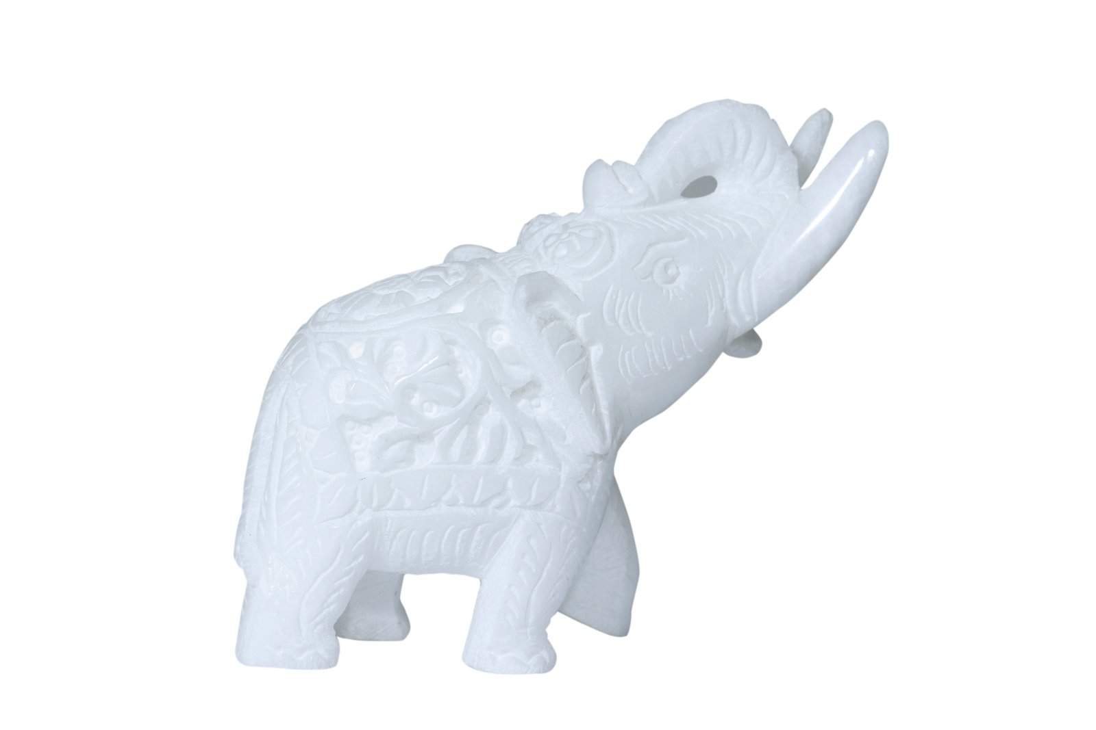 Royal Carved Marble Elephant Statue