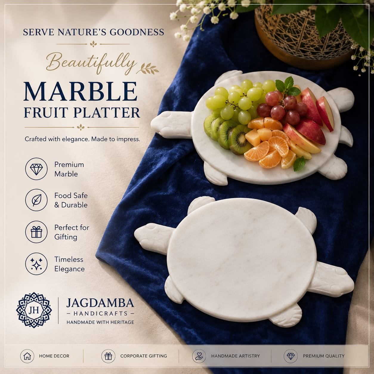Tortoise Marble Fruit Platter Board